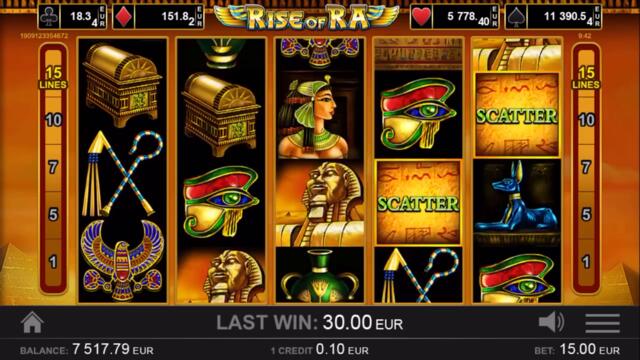 Rise of Ra - играта тотално превъртя - 22000€ печалба от 1 врътка