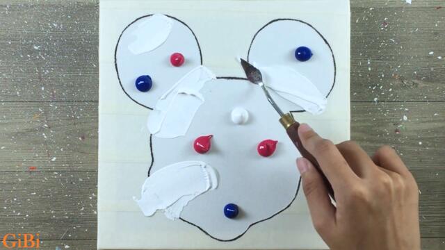 Mickey Mouse 🐹 Using Masking Tape / Double Exposure Painting Tutorial #180 / Satisfying ASMR
