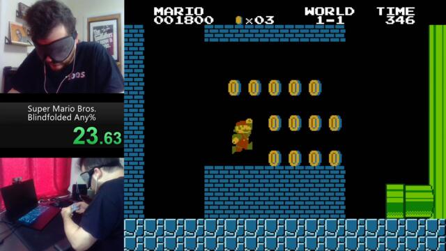Super Mario Bros.  Blindfolded in 11:55 (World Record)