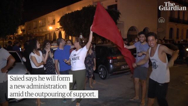 Celebrations after Tunisian president sacks prime minister, dissolves government