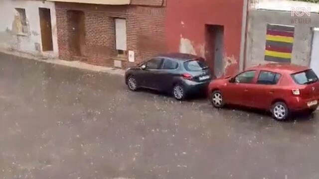 Icefall Attack! Heavy hailstorms hit Caseda, Navarra, Spain