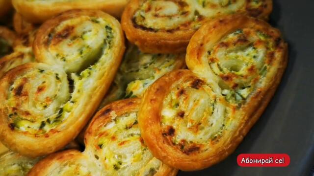 Мини банички с вкусна плънка. Бърза и лесна закуска с бутер тесто.