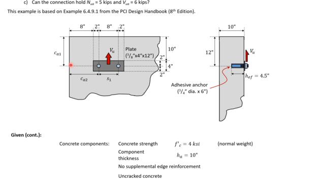 Precast Concrete - 5 - Example 1 - Post-Installed Adhesive Anchor