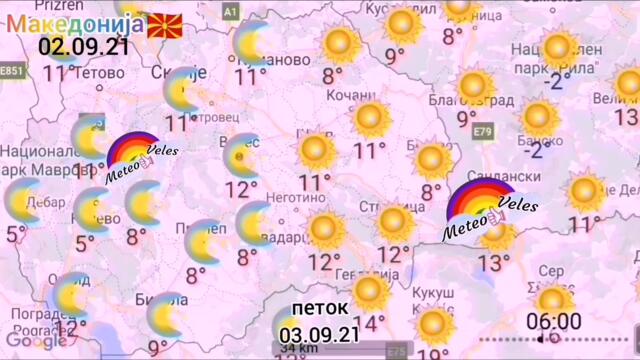 Meteo Veles 02.09.21 до сабота🌞🌥️📈, потоа⛈️🌧️🌪️💭📉