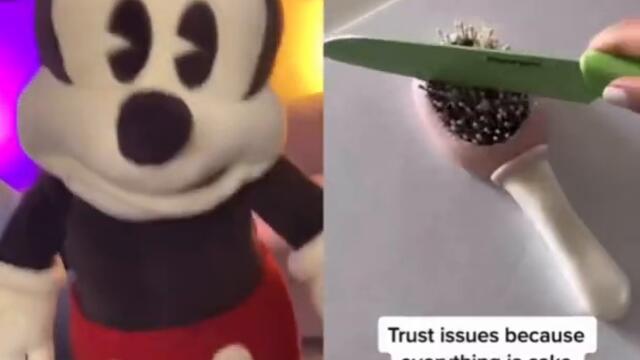 Mickey Mouse REACTS to CAKE #shorts
