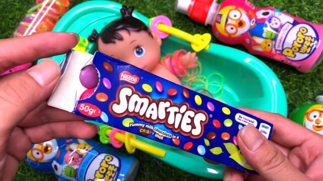 Satisfying Video | Full of rainbow skittles candy with nails polish Slime ASMR