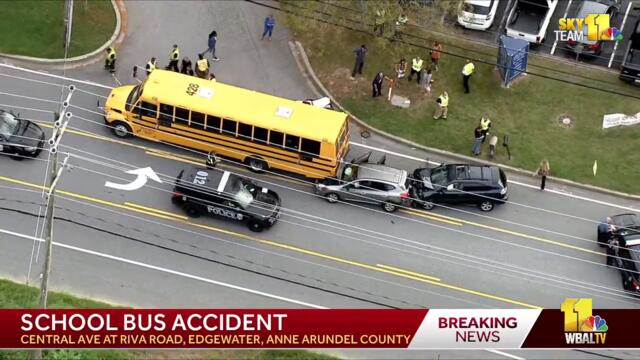 LIVE: SkyTeam 11 is over a collision involving a school bus at Central Avenue and Riva Road in Ed...