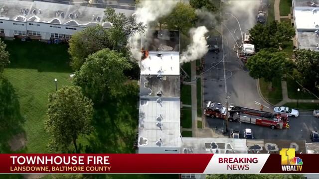 LIVE: SkyTeam 11 is over a townhouse fire in Lansdowne, Baltimore County