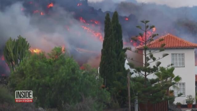 Lava Flows Into Pool After Volcano Erupts on Canary Islands