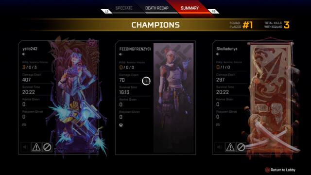 Apex Legends: First win 0 Kills/Assists/Knocks