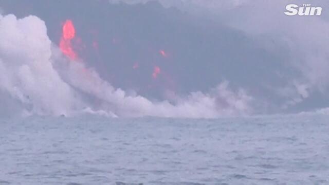Epic drone vid of La Palma volcano creating new land mass