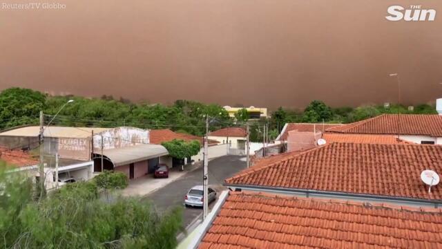 Sandstorm blankets Brazilian cities, turns skies orange