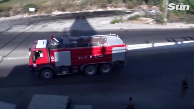 Lebanon fuel fire - Firefighters battle tank blaze