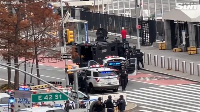 United Nations headquarters in lockdown as man holds shotgun to chin before surrendering