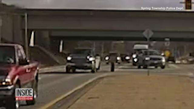 Flying Tire Smashes Police Cruiser Windshield
