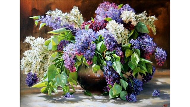 Сирень в живописи художника Валерия Артамонова