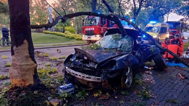 Lubelskie. Porsche uderzyło w drzewo. Zginął 31-letni kierowca.