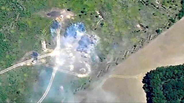 Ukrainian SSO corrected UA Artillery fire onto a Grad MRL position using US-supplied M777 howitzers