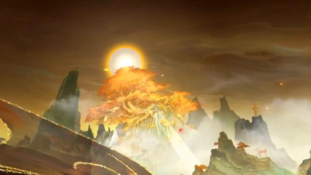 Full Preview of OOTENGU's limited Dual Form ROYAL skin - VERMILLION SKIES | Onmyoji Arena