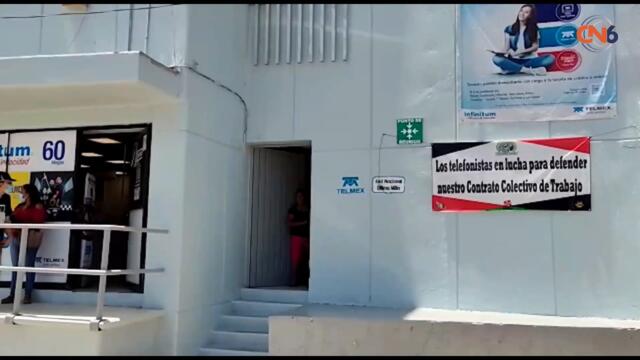 Se manifiestan trabajadores de Tel Mex, exigen respeto al contrato colectivo de trabajo