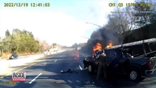 Rescuers Break Window to Save Unconscious Driver From Fire