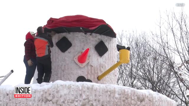 40-Foot-Tall Snowman Greets Winter Visitors to Town