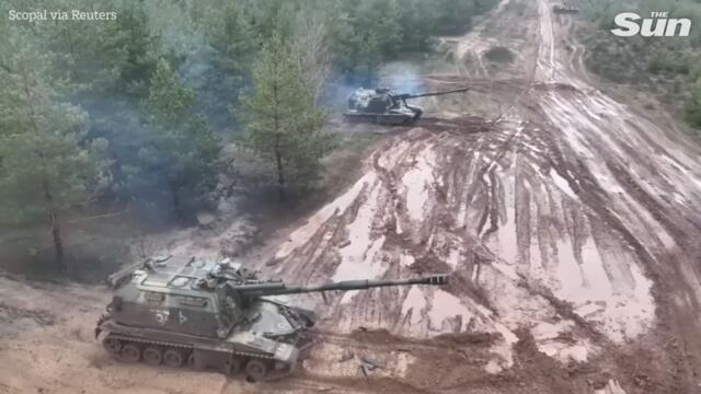 Russia's artillery destroy Ukrainian military equipment with howitzers