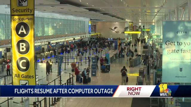 Flights resume at BWI-Marshall after FAA outage