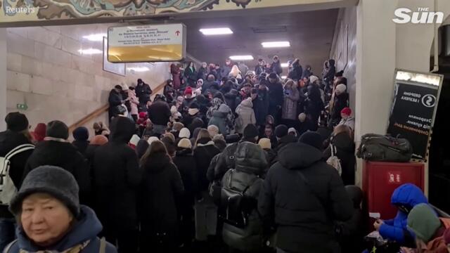 Kyiv residents take shelter in subway as Russia drops missiles on the city