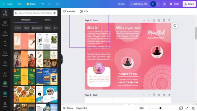How to make trifold brochure in Canva Part 2 | how to create a trifold brochure in Canva