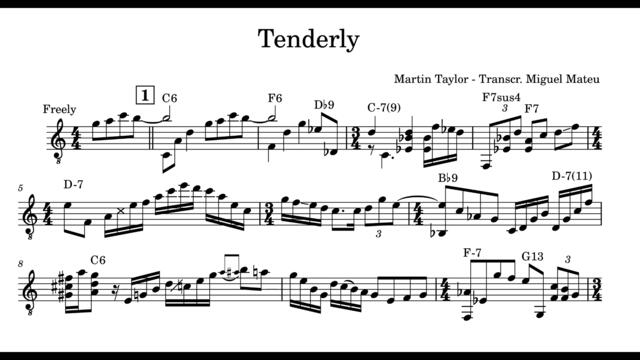 Martin Taylor - Tenderly Transcription