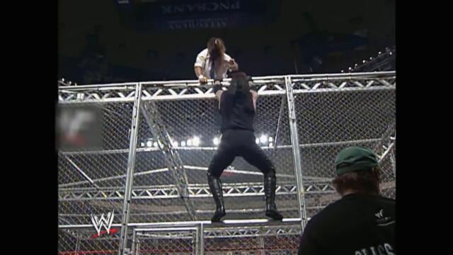 The Undertaker throws Mankind off the top of the Hell in a Cell: June 28, 1998 - King of the Ring