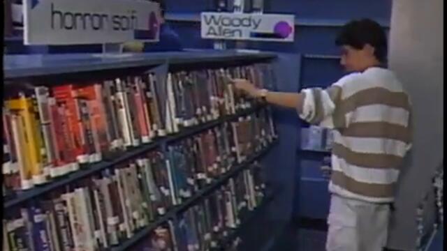 Renting movies at a video store in 1987