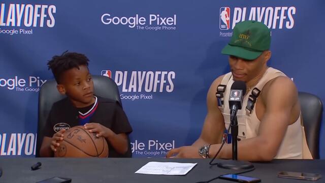 Russell Westbrook shares a moment with his son 🙏❤️ Full Postgame Interview