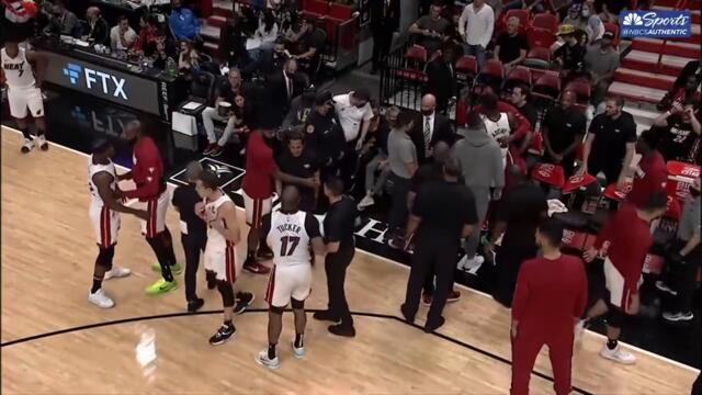 Jimmy Butler And Coach Spoelstra Get Heated During Timeout vs. Warriors