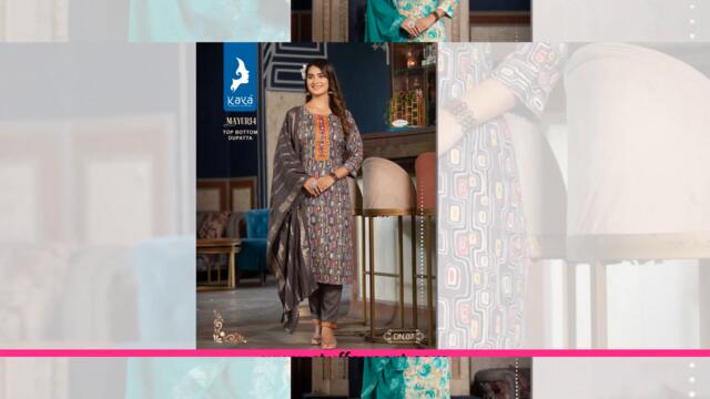 Kaya Mayuri 4 Rayon Printed Kurti Pant With Dupatta Collection Full Catalog At Wholesale Rate.
