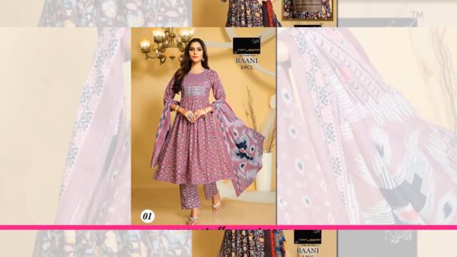 Manjeera Baani Printed Nayra Cut To Bottom With Dupatta Collection Full Catalog At Wholesale Rate.