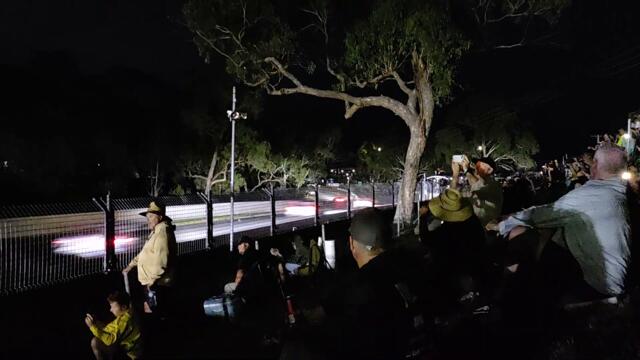 Full field of the Bathurst 12 Hour 2024 flies through Frog Hollow on the first lap