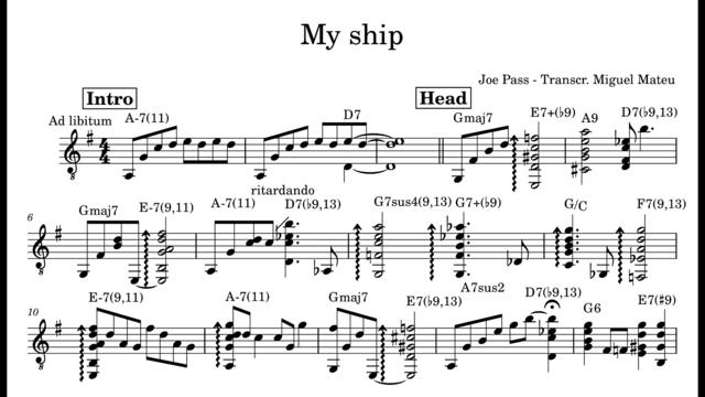 Joe Pass & Ella Fitzgerald - My Ship Transcription