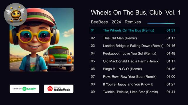 The Wheels On The Bus Club Remix |  Song for Kids | Nursery Rhymes