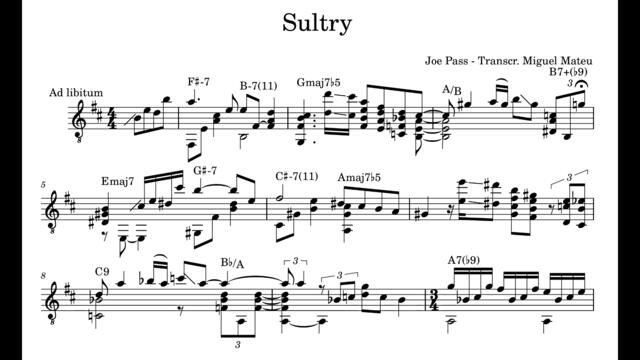 Joe Pass - Sultry Transcription