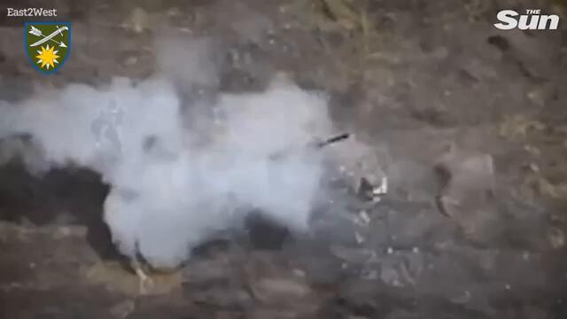 Russian soldier throws his GUN at killer Ukrainian drone in frantic no man's land duel