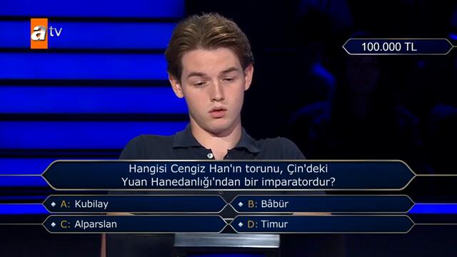 Ahmet Efe Uzak 100 Bin TL değerindeki sorudan sonra, selam gönderdi... - Kim Milyoner Olmak İster?
