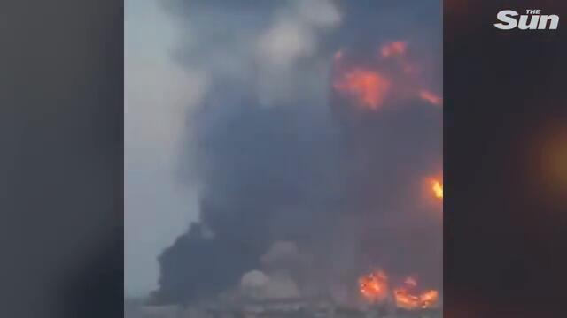 Huge fireball as Israel blitzes Houthi rebels in revenge for ballistic missile attack