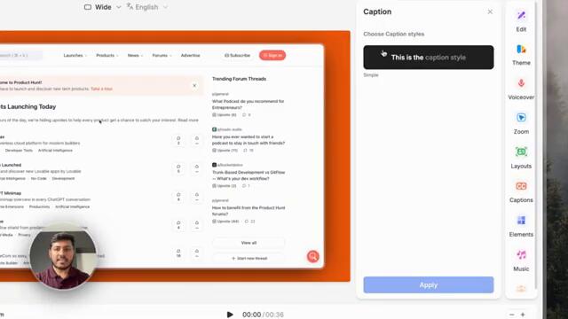 Add captions/subtitles on your ProductHunt launch video demo using Mazic.io