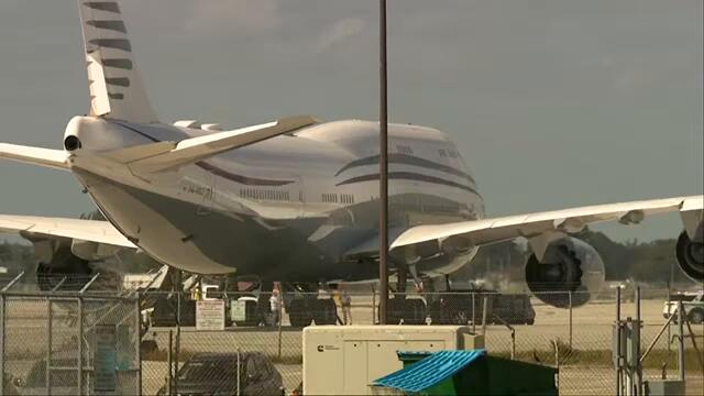 President Donald Trump tours new Boeing plane