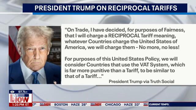 President Trump to charge reciprocal tariffs to countries who charge the U.S