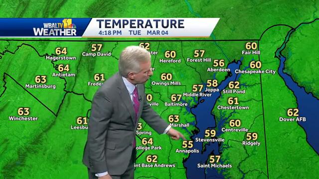 Heavy showers, damaging wind gusts Wednesday in Maryland