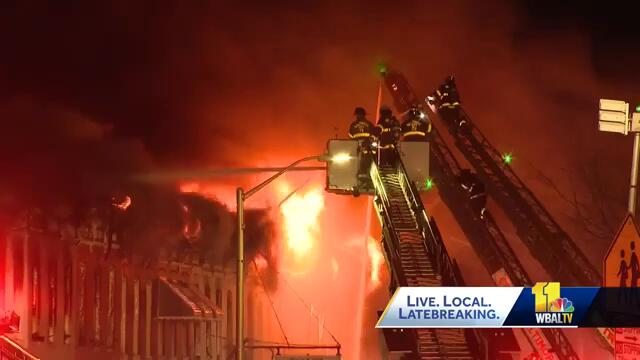 Fire devastates block of rowhomes in Baltimore