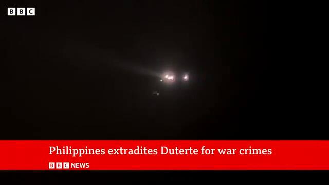 Rodrigo Duterte, former Philippines president, en route to The Hague after arrest warrant | BBC News